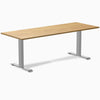 Desky 2000mm rubberwood light oak fixed desk in grey