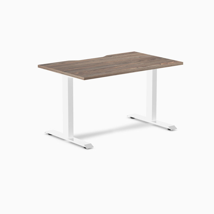 Zero scalloped fixed office desk natural walnut - Desky