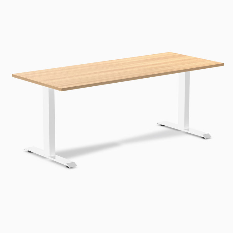 Zero melamine fixed office desk sublime teak desktop - Desky