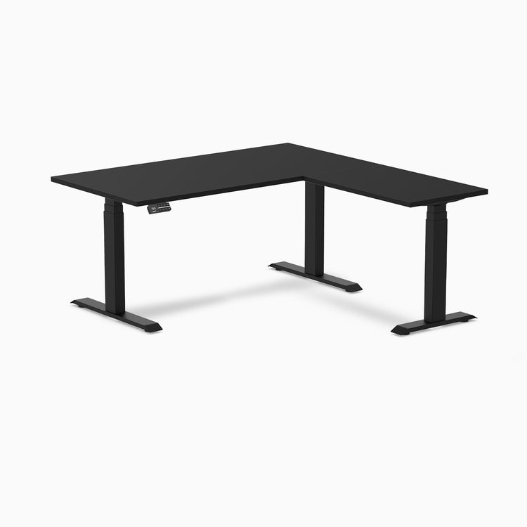 Desky Eco L-Shape Melamine Sit Stand Desk - Black Desky®