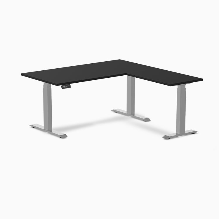 Desky Eco L-Shape Melamine Sit Stand Desk - Black Desky®