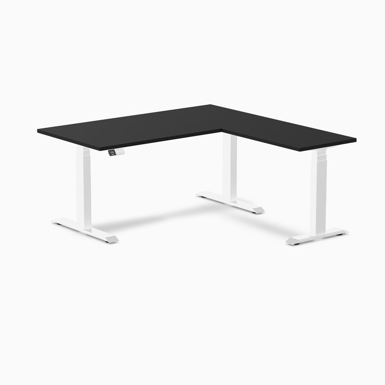 Desky Eco L-Shape Melamine Sit Stand Desk - Black Desky®