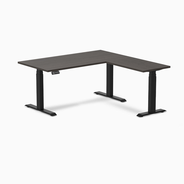 Desky Eco L-Shape Melamine Sit Stand Desk-Burnished Wood DeskyÌâå¨