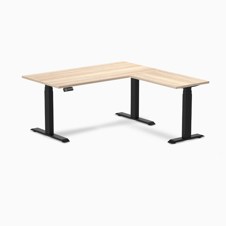 Desky Eco L-Shape Melamine Sit Stand Desk - Classic Oak Desky®