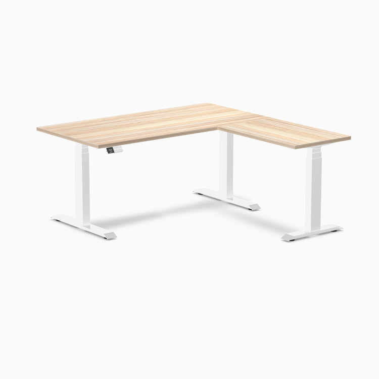 Desky Eco L-Shape Melamine Sit Stand Desk - Classic Oak Desky®