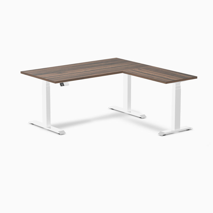 Desky Eco L-Shape Melamine Sit Stand Desk - Jarrah Legno Desky®