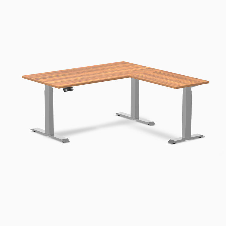 Desky Eco L-Shape Melamine Sit Stand Desk - Prime Oak Desky®