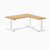 Electric L-shape standing desk in rubberwood light oak - Desky