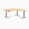 Electric L-shape standing desk in rubberwood natural timber - Desky