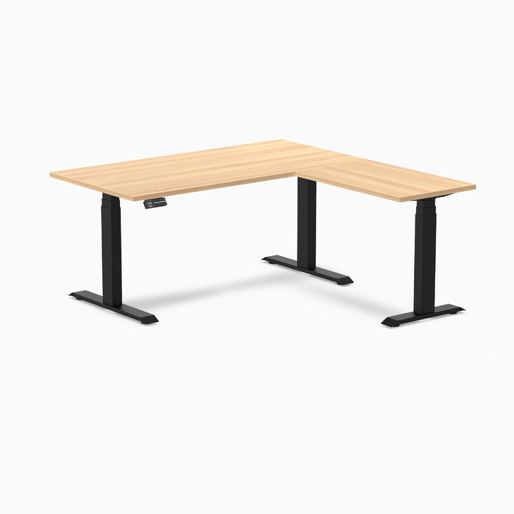 Desky Eco L-Shape Melamine Sit Stand Desk-Sublime Teak DeskyÌâå¨