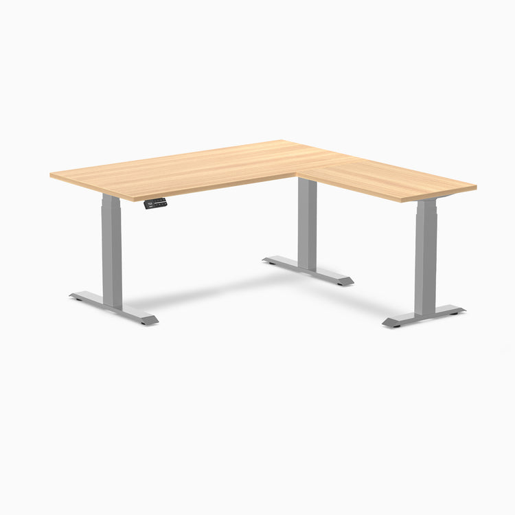 Desky Eco L-Shape Melamine Sit Stand Desk - Sublime Teak Desky®