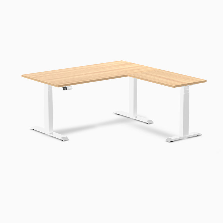 Desky Eco L-Shape Melamine Sit Stand Desk - Sublime Teak Desky®