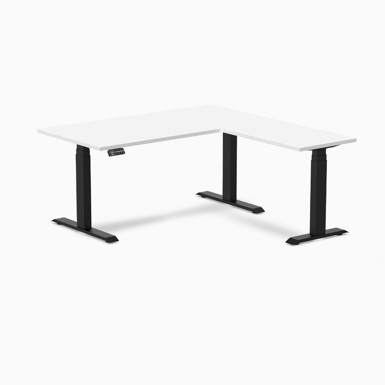 Desky Eco L-Shape Melamine Sit Stand Desk - White Desky®