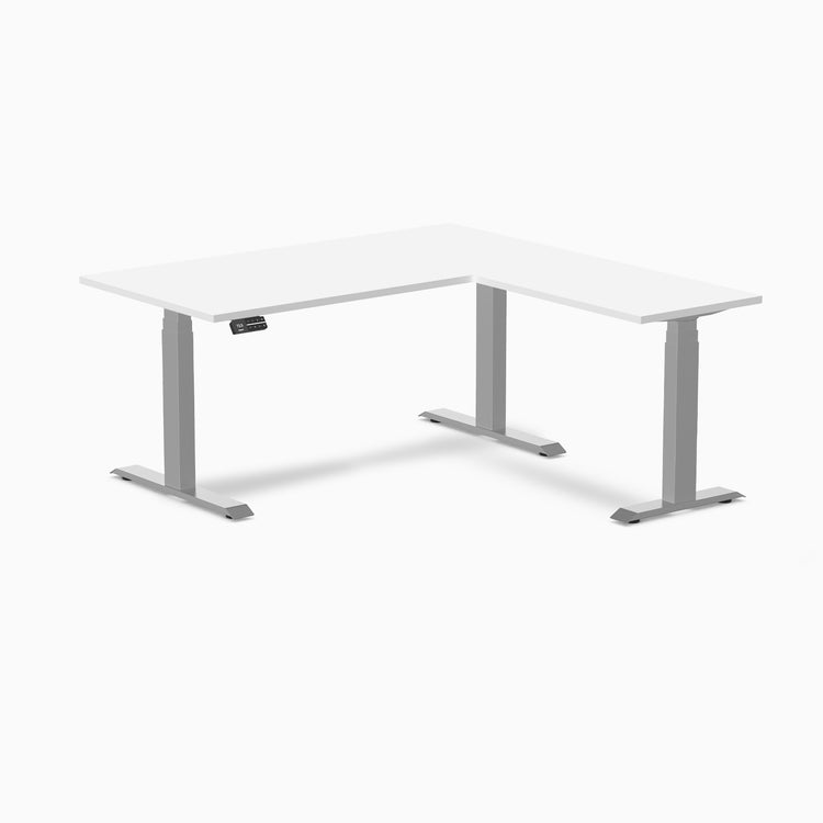 Desky Eco L-Shape Melamine Sit Stand Desk - White Desky®