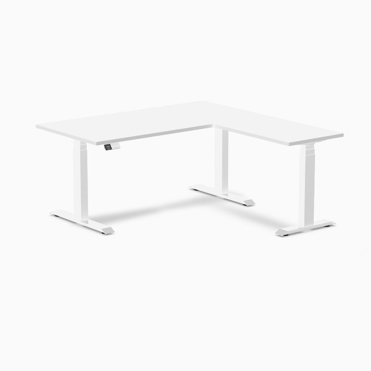 Desky Eco L-Shape Melamine Sit Stand Desk - White Desky®