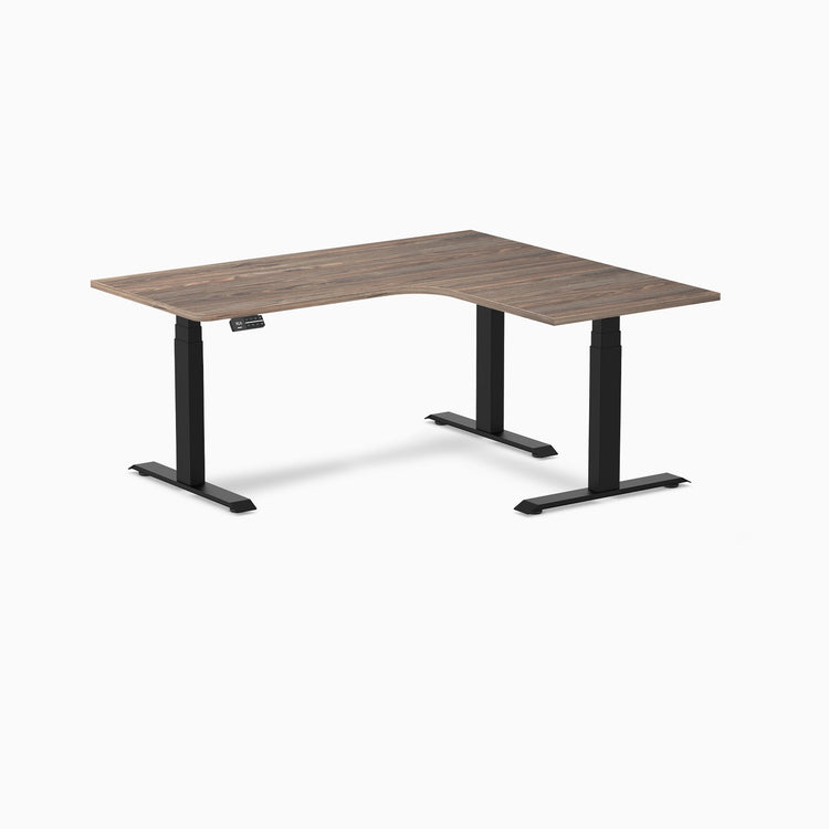 Desky L-Shape Melamine Sit Stand Desk-Natural Walnut DeskyÌâå¨