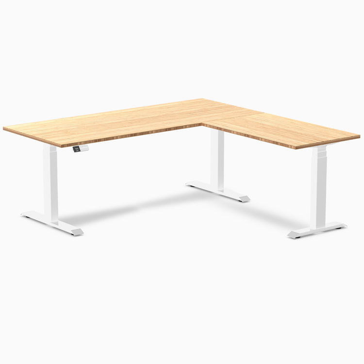 Electric l-shape bamboo standing desk - Desky