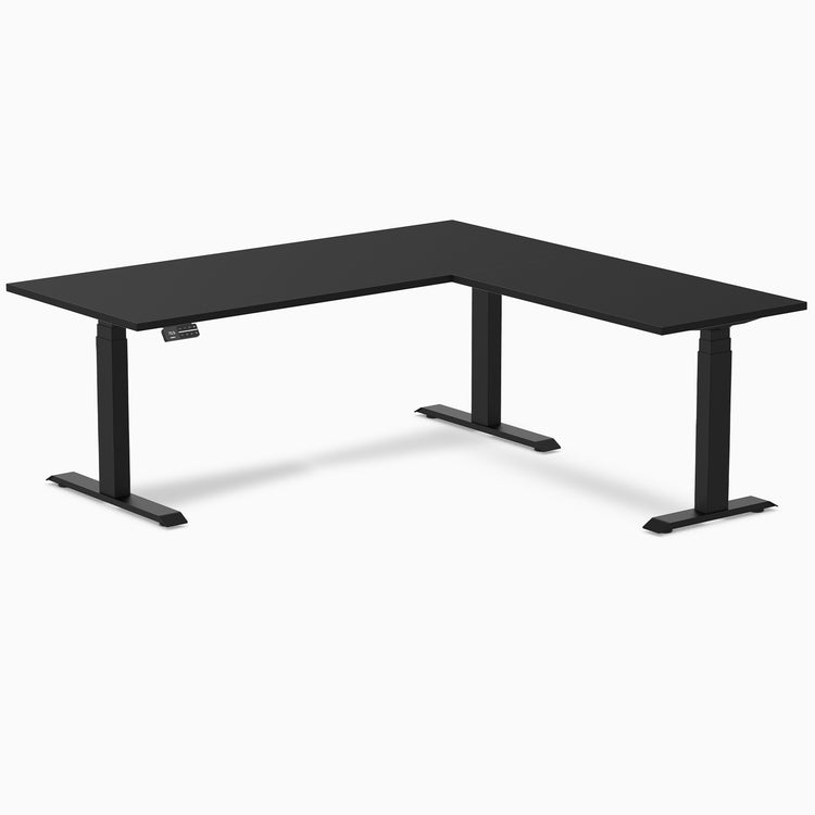 Desky Eco L-Shape Melamine Sit Stand Desk - Black Desky®