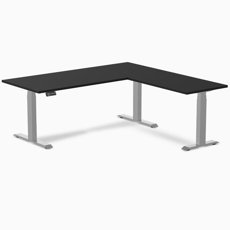 Desky Eco L-Shape Melamine Sit Stand Desk - Black Desky®