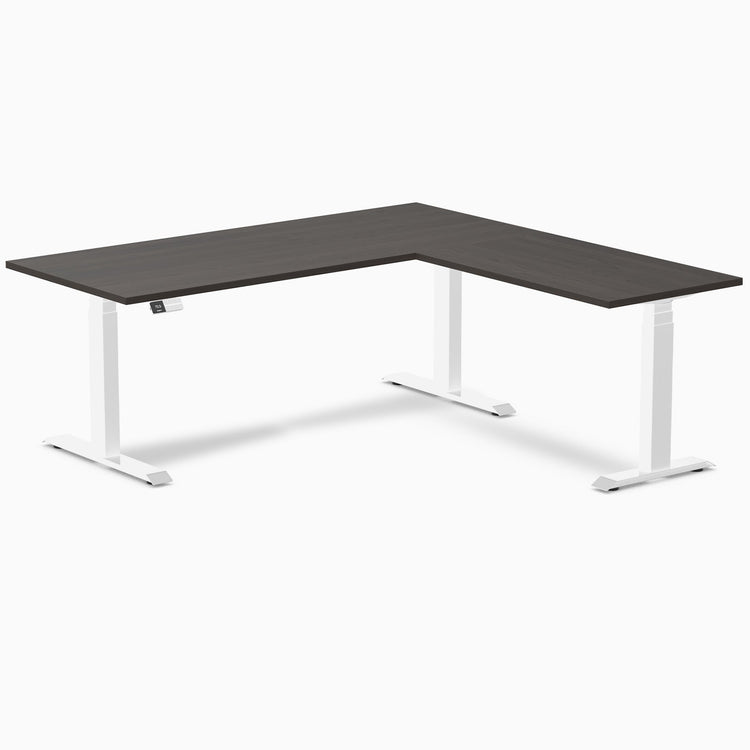 Desky Eco L-Shape Melamine Sit Stand Desk-Burnished Wood DeskyÌâå¨