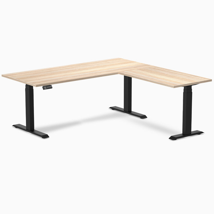 Desky Eco L-Shape Melamine Sit Stand Desk - Classic Oak Desky®