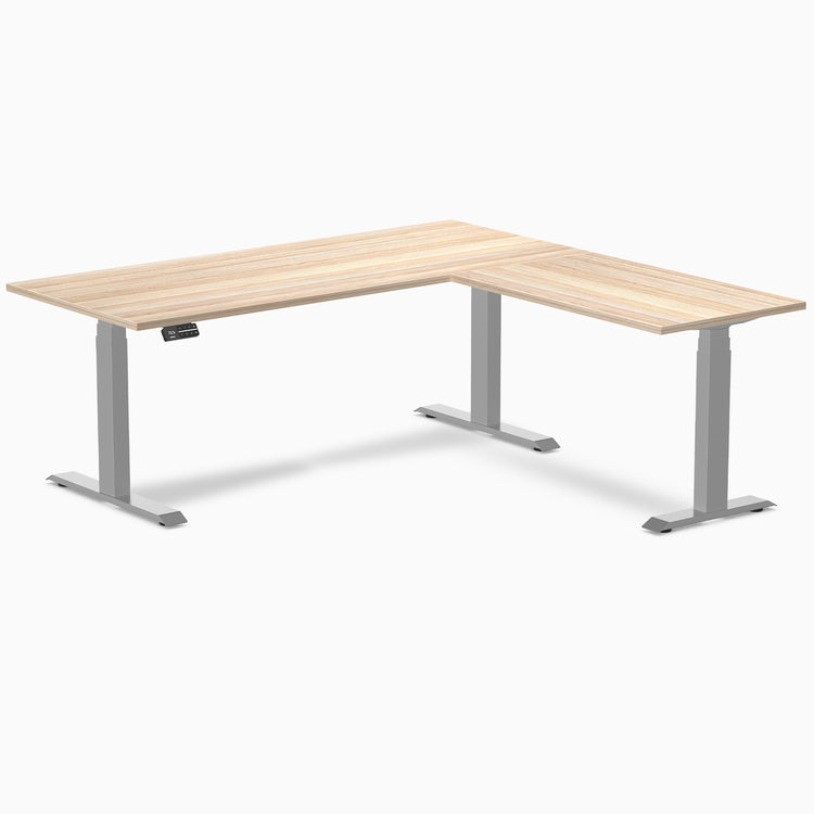 Desky Eco L-Shape Melamine Sit Stand Desk - Classic Oak Desky®