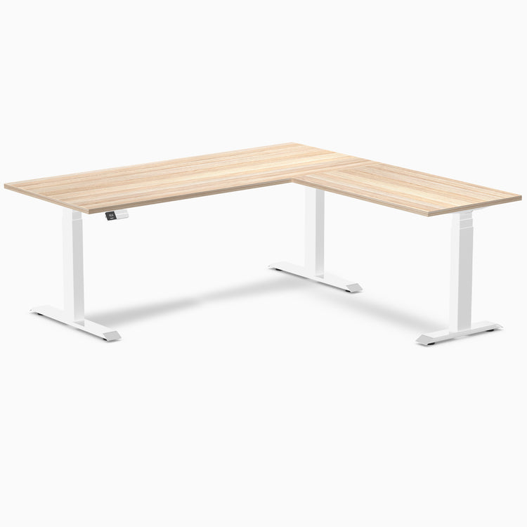 Desky Eco L-Shape Melamine Sit Stand Desk - Classic Oak Desky®