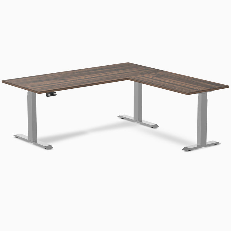 Desky Eco L-Shape Melamine Sit Stand Desk - Jarrah Legno Desky®