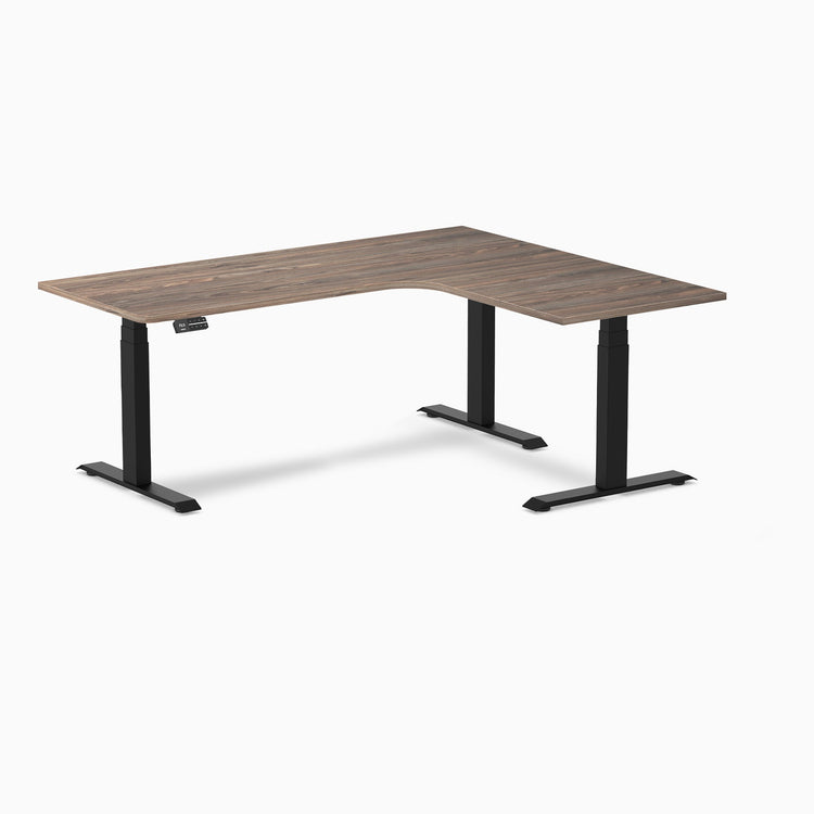 Desky L-Shape Melamine Sit Stand Desk-Natural Walnut Desky®