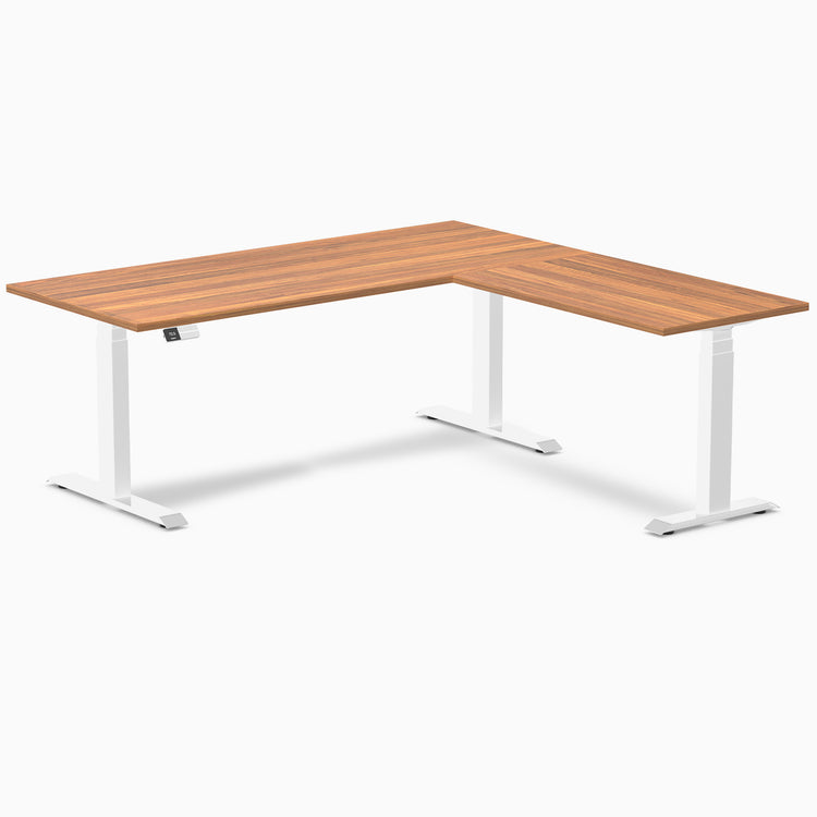 Desky Eco L-Shape Melamine Sit Stand Desk - Prime Oak Desky®