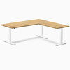 Electric L-shape standing desk in rubberwood light oak - Desky