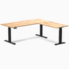 Electric L-shape standing desk in rubberwood natural timber - Desky