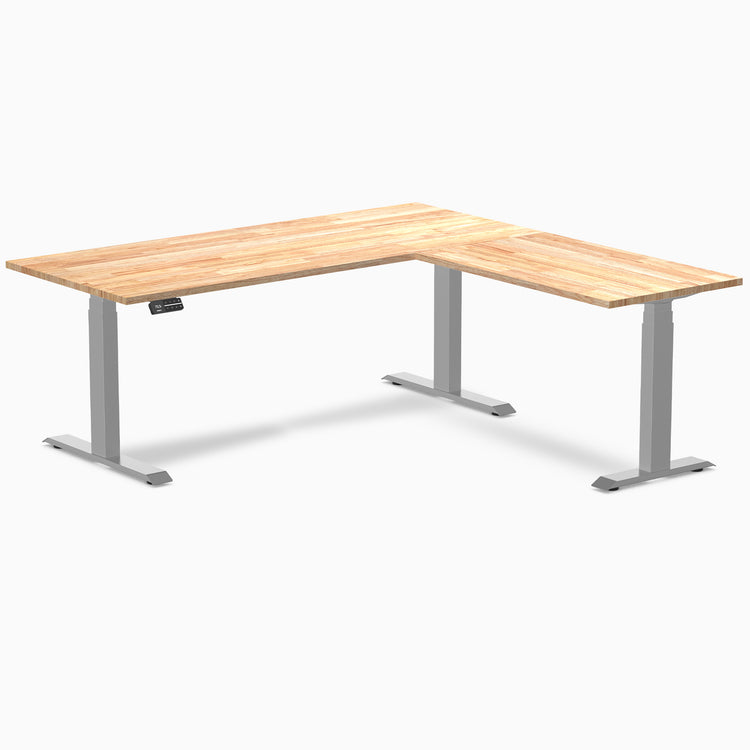 Electric L-shape standing desk in rubberwood light oak - Desky