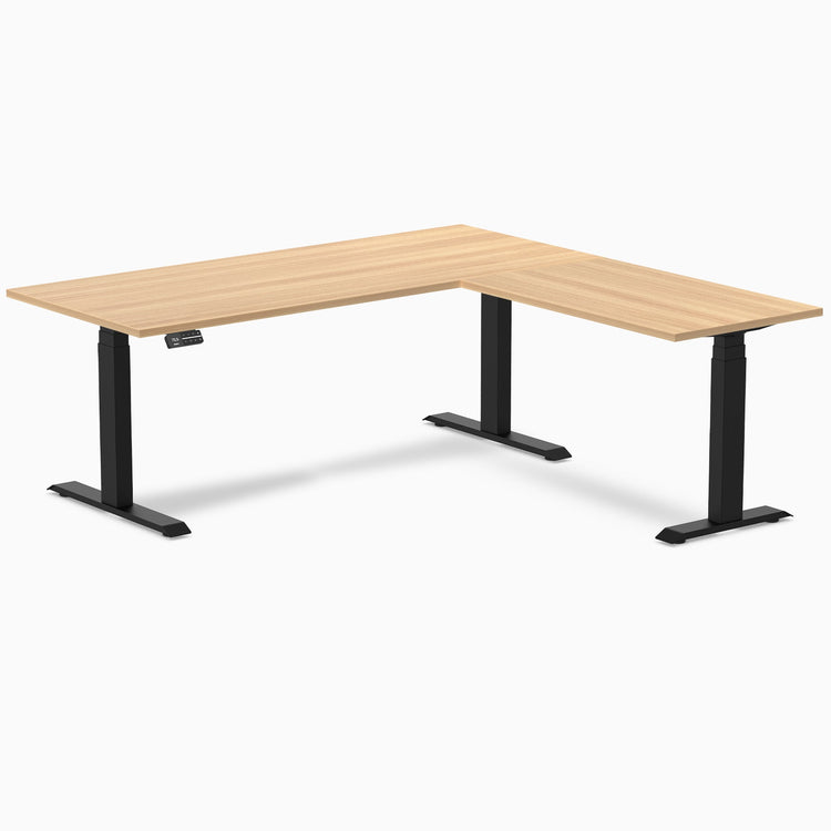 Desky Eco L-Shape Melamine Sit Stand Desk-Sublime Teak DeskyÌâå¨