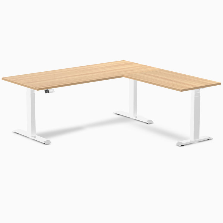 Desky Eco L-Shape Melamine Sit Stand Desk-Sublime Teak DeskyÌâå¨