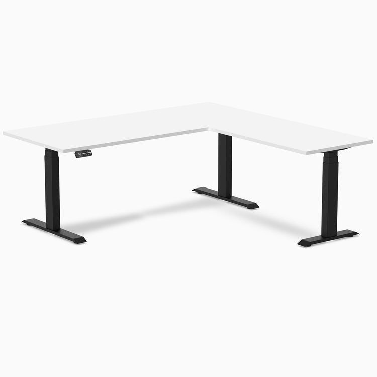 Desky Eco L-Shape Melamine Sit Stand Desk - White Desky®