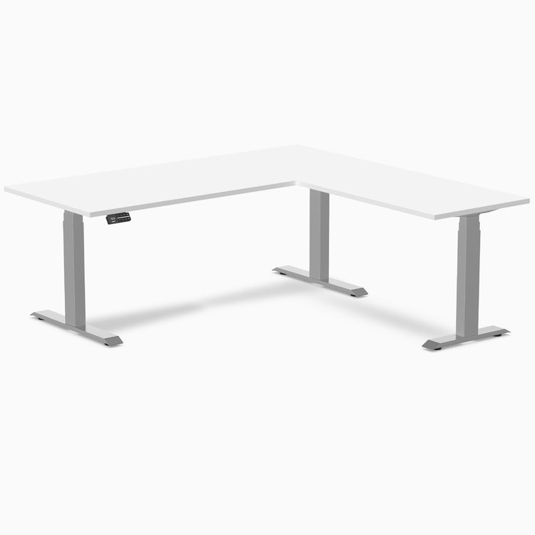 Desky Eco L-Shape Melamine Sit Stand Desk - White Desky®