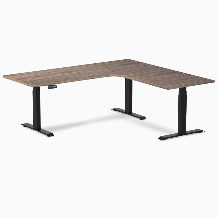 Desky L-Shape Melamine Sit Stand Desk-Natural Walnut DeskyÌâå¨