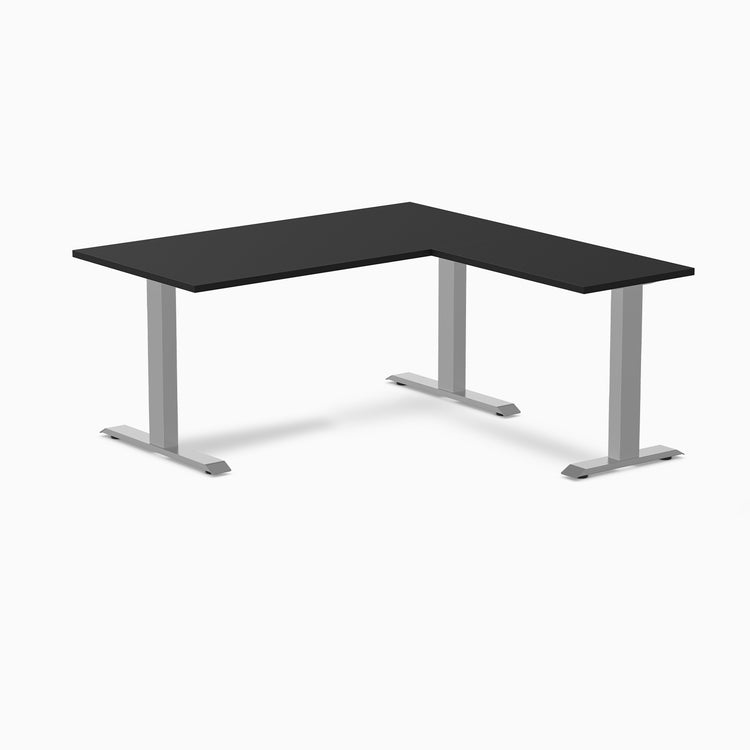 Zero melamine l-shape fixed office desk black  - Desky