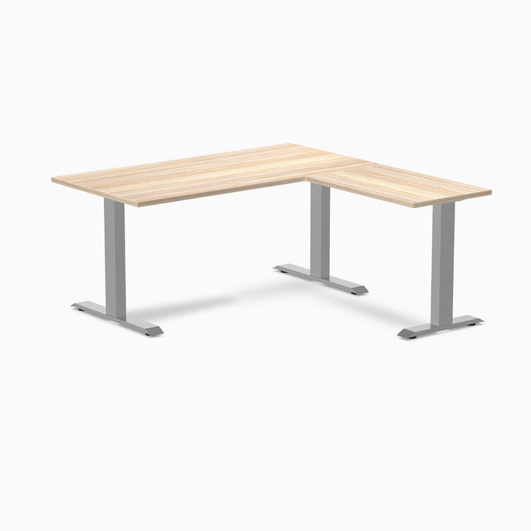 Zero melamine l-shape fixed office desk classic oak  - Desky