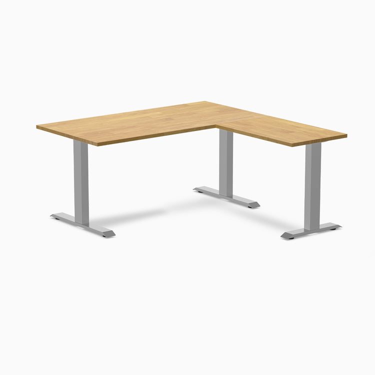 Rubberwood L-shape fixed desk in light oak - Desky