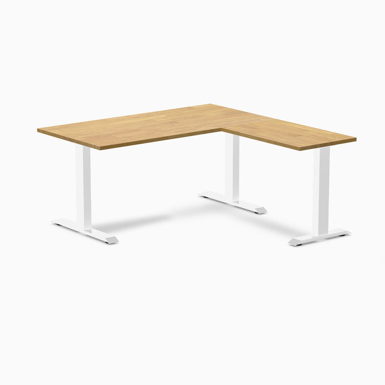 Rubberwood L-shape fixed desk in light oak - Desky