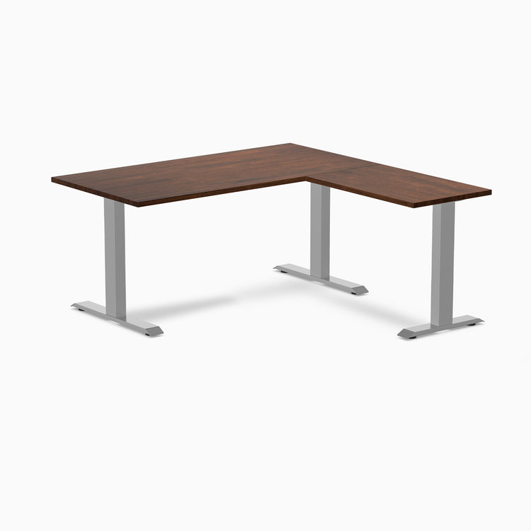 Rubberwood L-shape fixed desk in red walnut - Desky