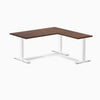 Rubberwood L-shape fixed desk in red walnut - Desky