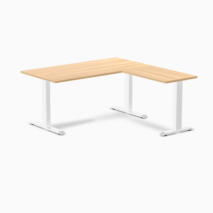 Zero melamine l-shape fixed office desk sublime teak  - Desky