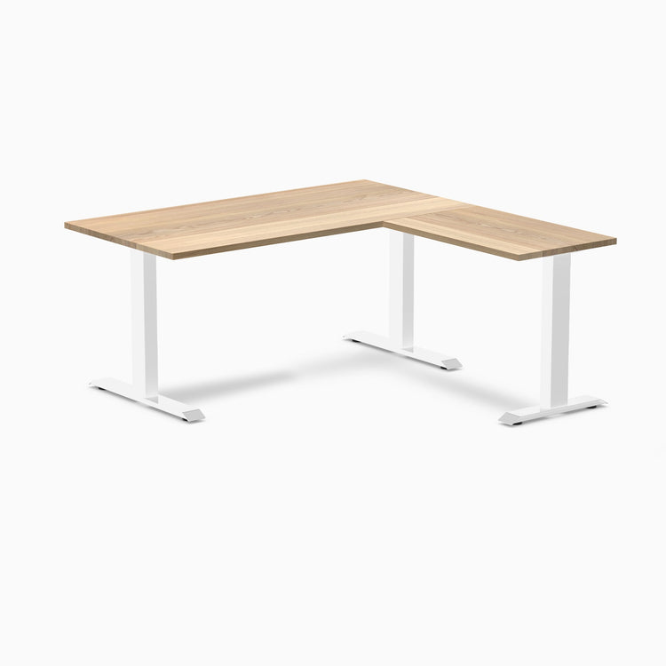 zero hardwood l-shape computer desk Harwood white ash - Desky