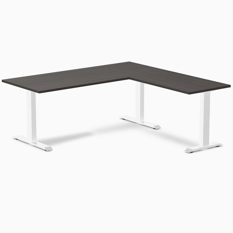 Zero melamine l-shape fixed office desk burnished wood  - Desky