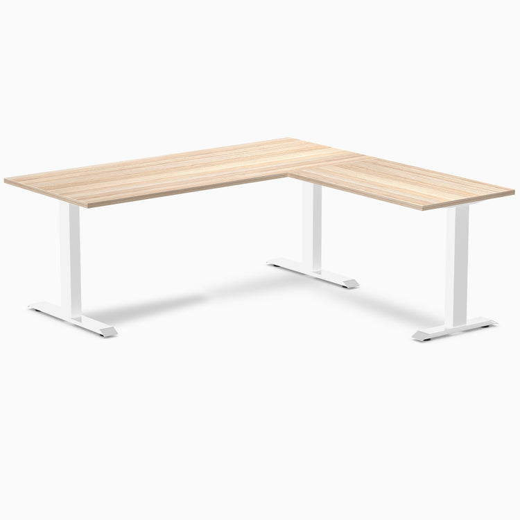 Zero melamine l-shape fixed office desk classic oak  - Desky