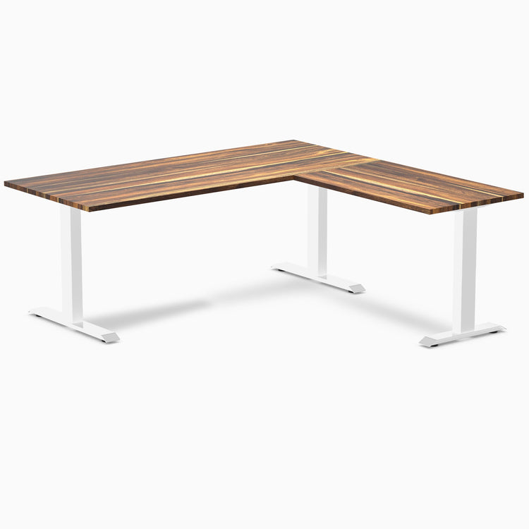 zero hardwood l-shape computer desk pheasantwood - Desky