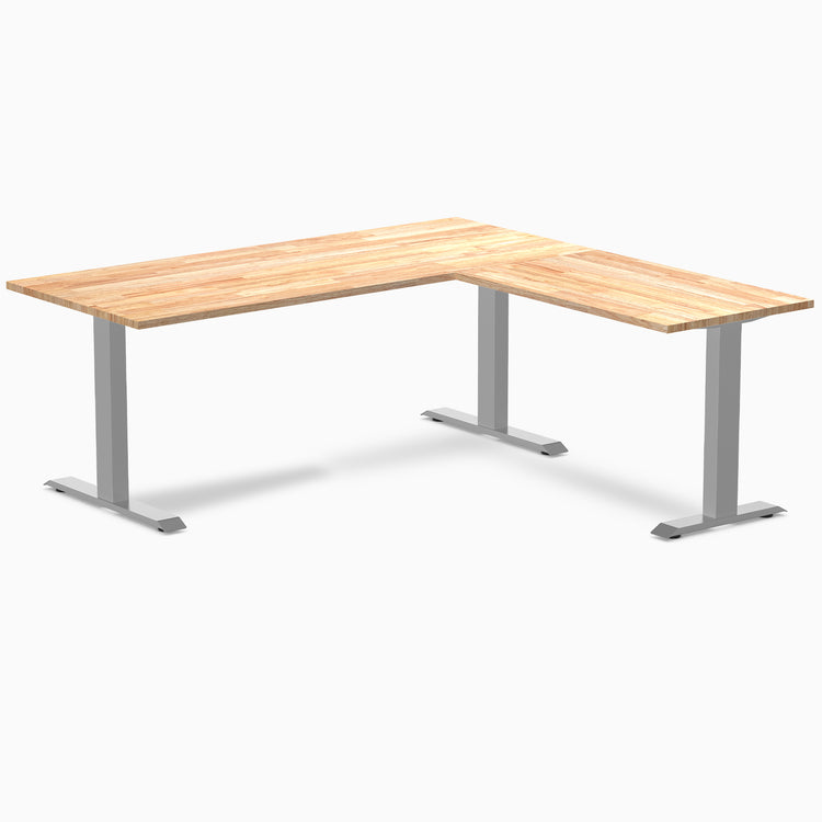 Rubberwood L-shape fixed desk in natural - Desky